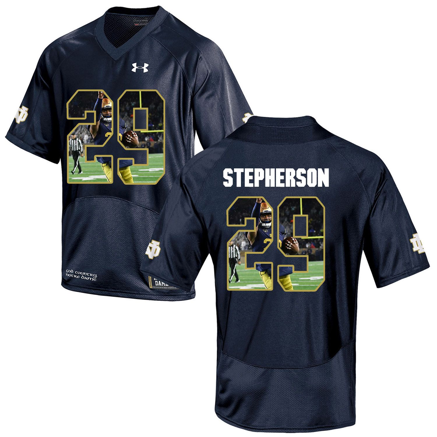 Men Norte Dame Fighting Irish #29 Stepherson Navy Blue Fashion Edition Customized NCAA Jerseys